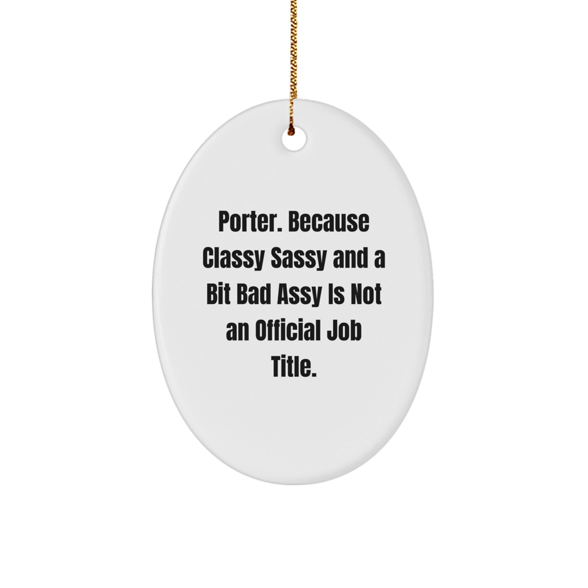 Christmas Gift for Her Porter Oval Ornament Present - Image 1
