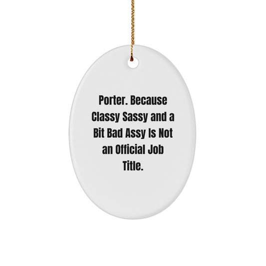 Christmas Gift for Her Porter Oval Ornament Present - Image 1