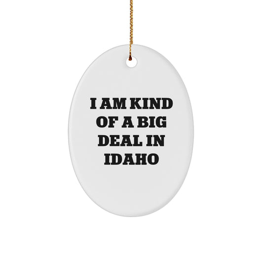 Funny Idaho Oval Ornament Gifts from Friends for Idaho Men, Unique Idaho Christmas Unique Gifts, Oval Ornament with I'm Kind Of A Prime Selection In Idaho Quote - Image 1