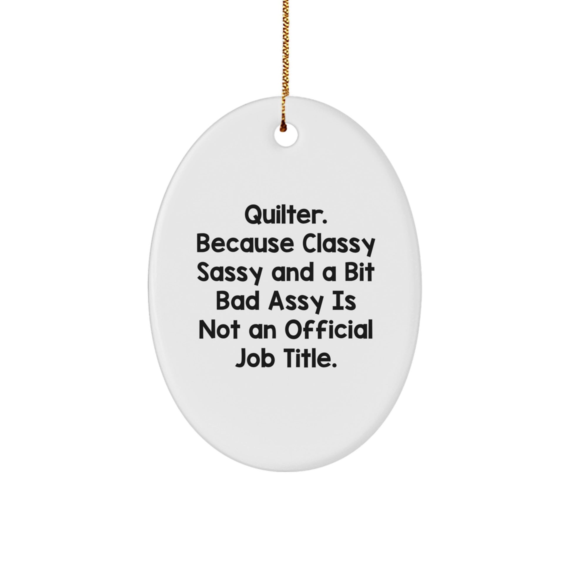Oval Quilter Christmas Ornament Idea Gift for Coworkers Keepsake - Image 1