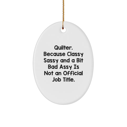 Oval Quilter Christmas Ornament Idea Gift for Coworkers Keepsake - Image 1