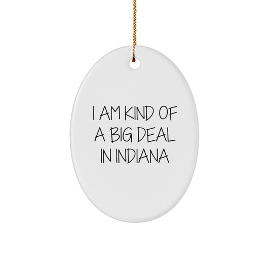 Funny Quote Oval Ornament for Indiana Gifts from Friends and Family, Unique Christmas Unique Gifts Ideas for Indiana Lovers - Image 1
