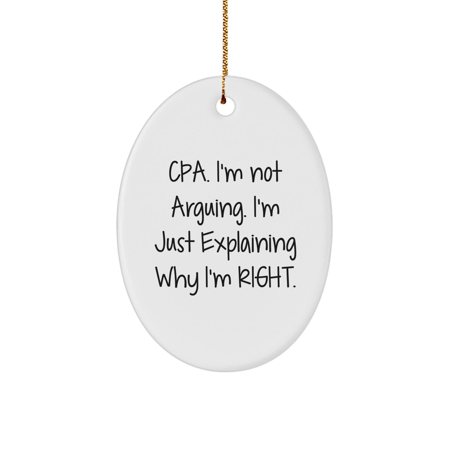 Funny CPA Gifts for Friends, Men, or Women, Oval Ornament, Christmas Unique Ideas, Gifts from Family, Friends, or Coworkers, Explain Yourself Right - Image 1