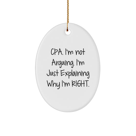 Funny CPA Gifts for Friends, Men, or Women, Oval Ornament, Christmas Unique Ideas, Gifts from Family, Friends, or Coworkers, Explain Yourself Right - Image 1