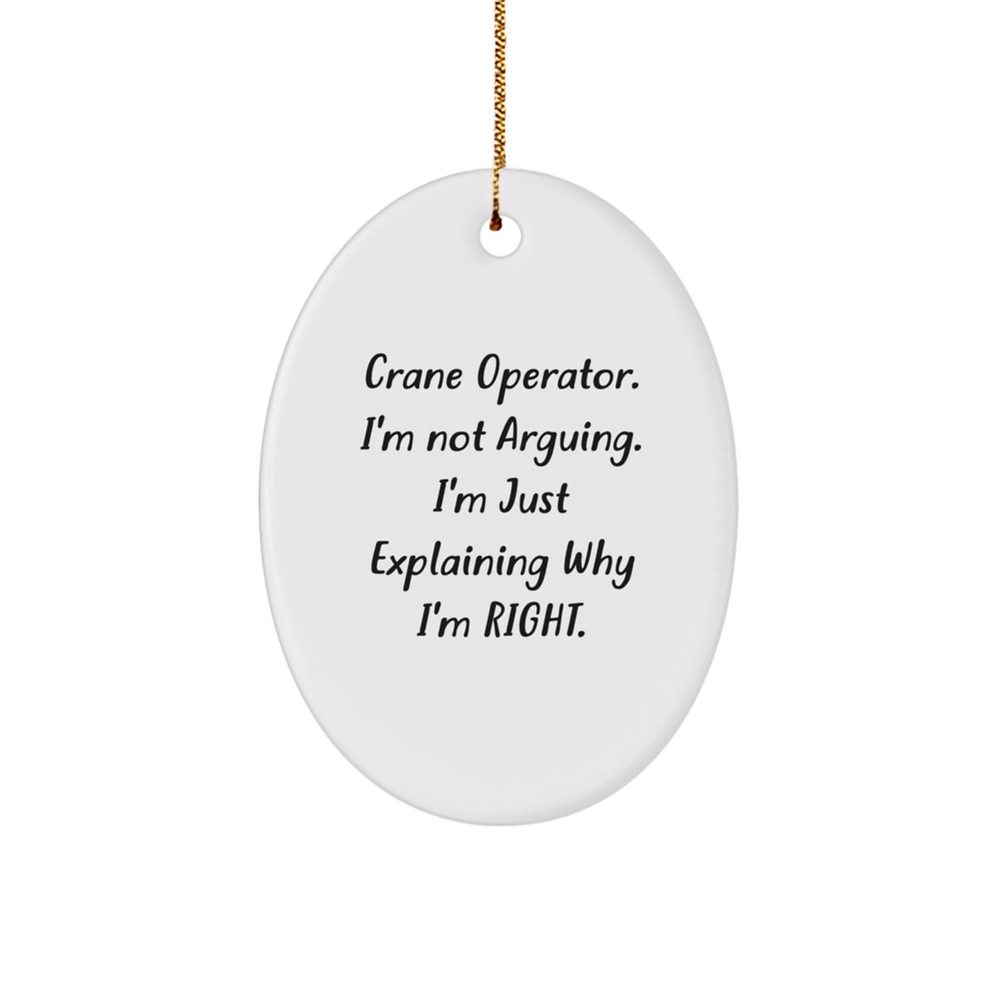 Funny Crane Operator Gifts for Men - Oval Ornament, Gifts from Friends for Crane Operator, Christmas Unique Ornaments - Image 1