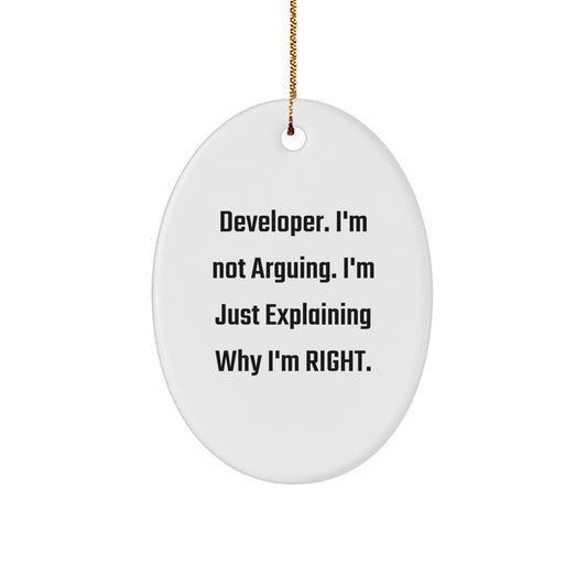 Funny Developer Gifts from Men, Oval Ornament Quotes for Christmas Unique Gifts for Developer - Image 1