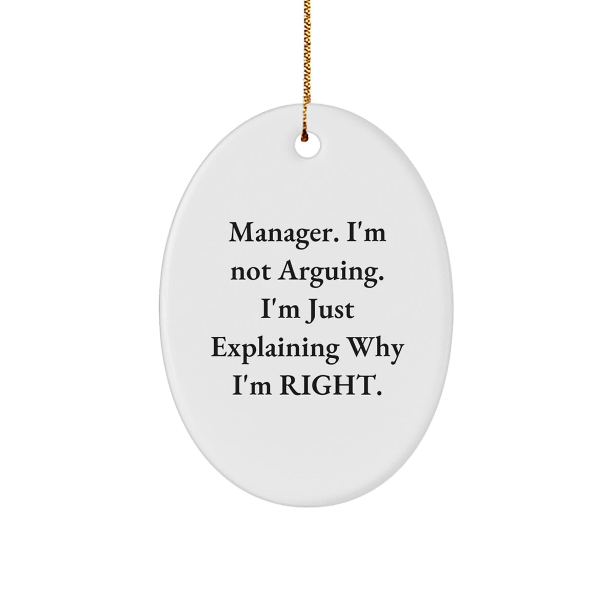 Funny Manager Quotes Oval Ornament Gifts from Friends, Unique Christmas Decorations for Manager, Oval-Shaped MDF Board with High-Gloss Finish - Image 1