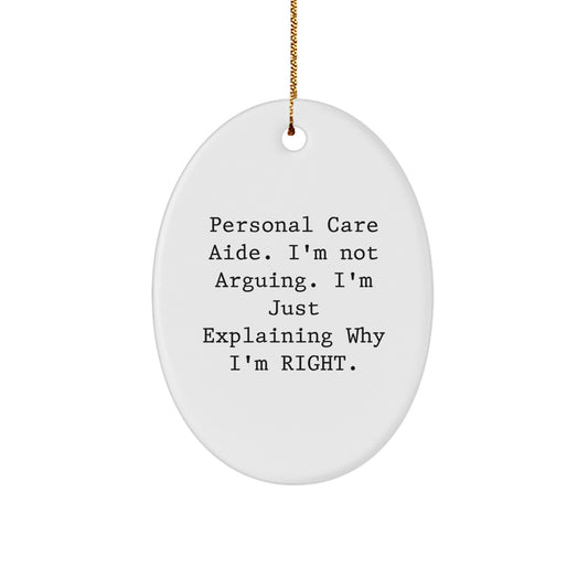 Christmas Gift for Her Personal Care Aide Oval Ornament Present - Image 1