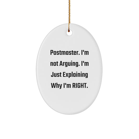 Funny Postmaster Humor Oval Ornament Gifts from Friends for Postmaster Men, Unique Christmas Decorations - Image 1