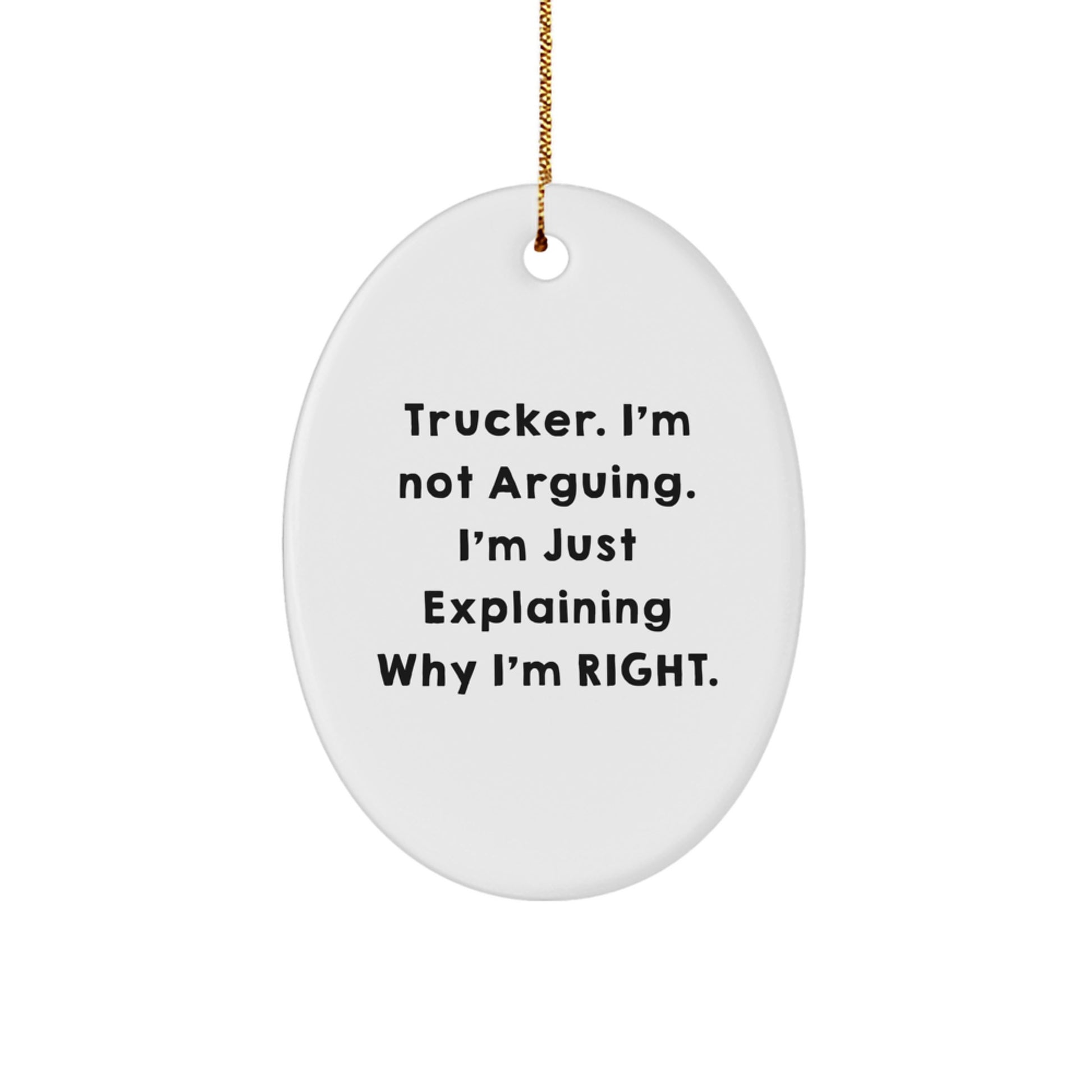 Funny Trucker Gifts from Friends for Men - Oval Ornament, Christmas Unique Gifts with Trucker Quote, Gift Ideas - Image 1