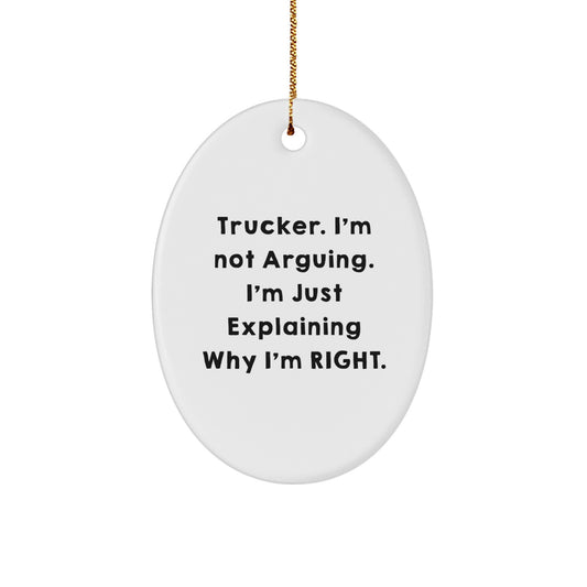 Funny Trucker Gifts from Friends for Men - Oval Ornament, Christmas Unique Gifts with Trucker Quote, Gift Ideas - Image 1