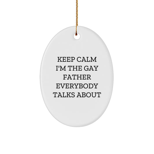 Funny Gay Father Christmas Oval Ornament for Father's Unique Gifts from Men to Father - Image 1