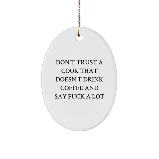 Funny Cook Gifts from Men, Unique Oval Ornament for Cook, Christmas Unique Gifts - Image 1