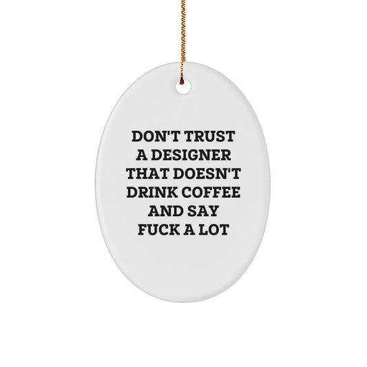 Designer Oval Ornament for Coworkers Idea Christmas Surprise Gift - Image 1