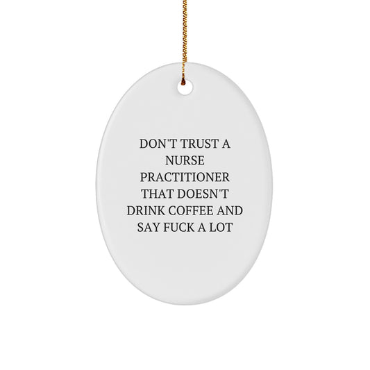 Funny Nurse Practitioner Gifts from Friends for Men and Women - Oval Ornament for Christmas Unique Presents - Image 1