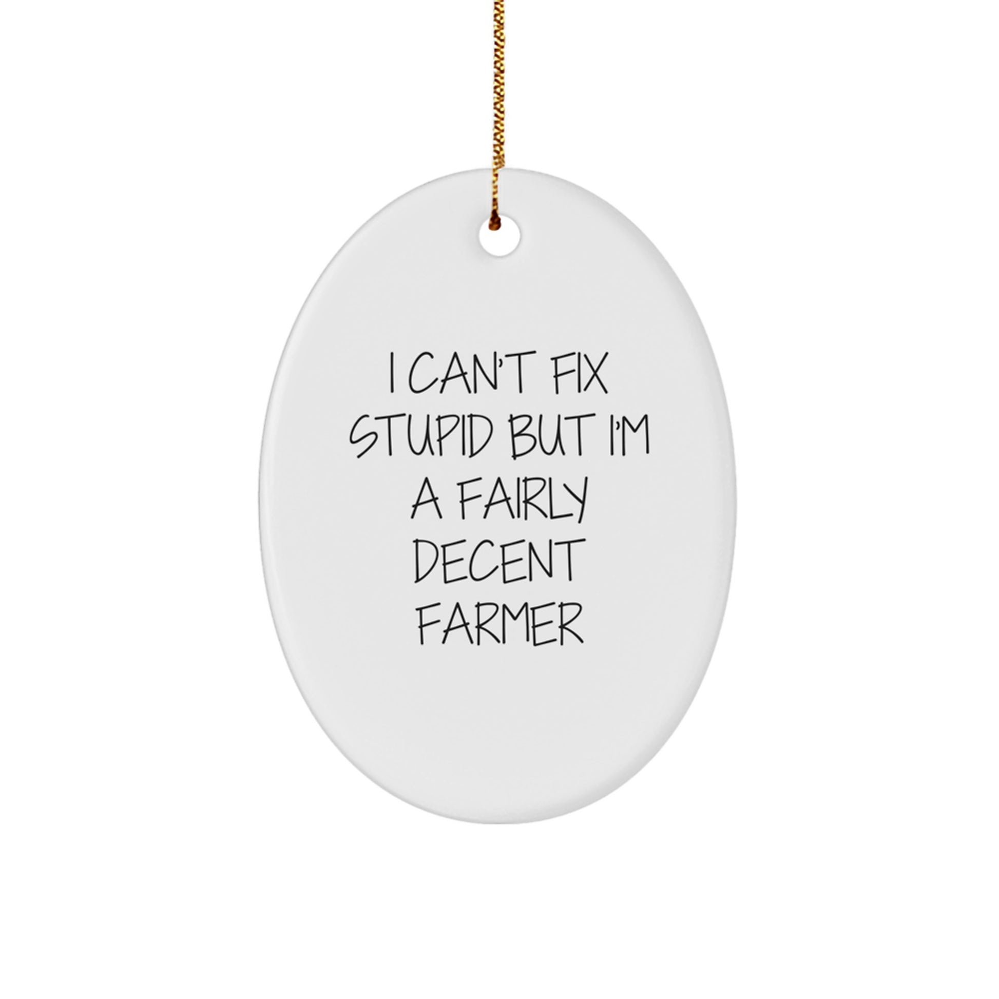 Funny Farmer Decor, Gifts from Family, Friends to Men, Women, 'I'm a Decent Farmer', Oval Ornament, Christmas Unique Gifts - Image 1