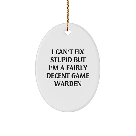 Funny Game Warden Oval Ornament, Gifts from Family to Game Wardens, Oval Decorations for Christmas Unique Gifts - Image 1