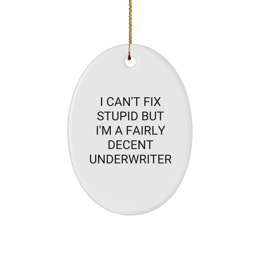 Funny Underwriter Oval Ornament Gifts from Men to Coworkers for Christmas Unique Underwriter Gifts - Image 1