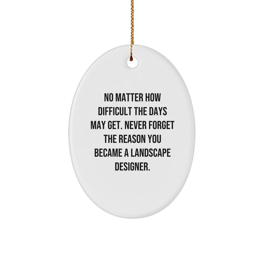 Gifts from Friends for the Landscape Designer Who Never Gives Up - 'No Matter How Difficult' Oval Ornament for Christmas Unique Gifts - Image 1