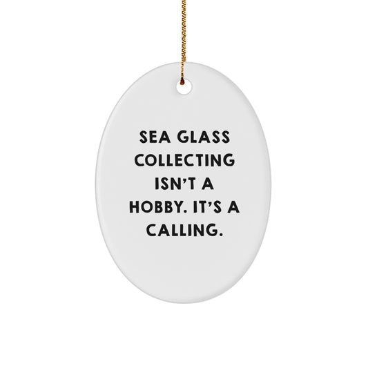 MDF Oval Christmas Ornament Gift for Coworkers – Sea Glass Collecting - Image 1