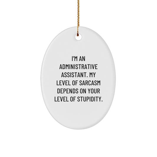 Funny Sarcastic Administrative Assistant Oval Ornament Gifts from Friends for Administrative Assistants, Christmas Unique Ornaments with Humor - Image 1