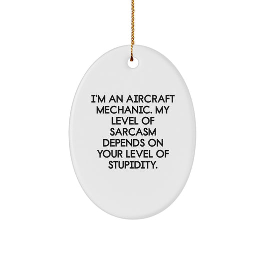 Funny Aircraft Mechanic Oval Ornament Gifts for Men from Family - Christmas Unique Presents - Image 1
