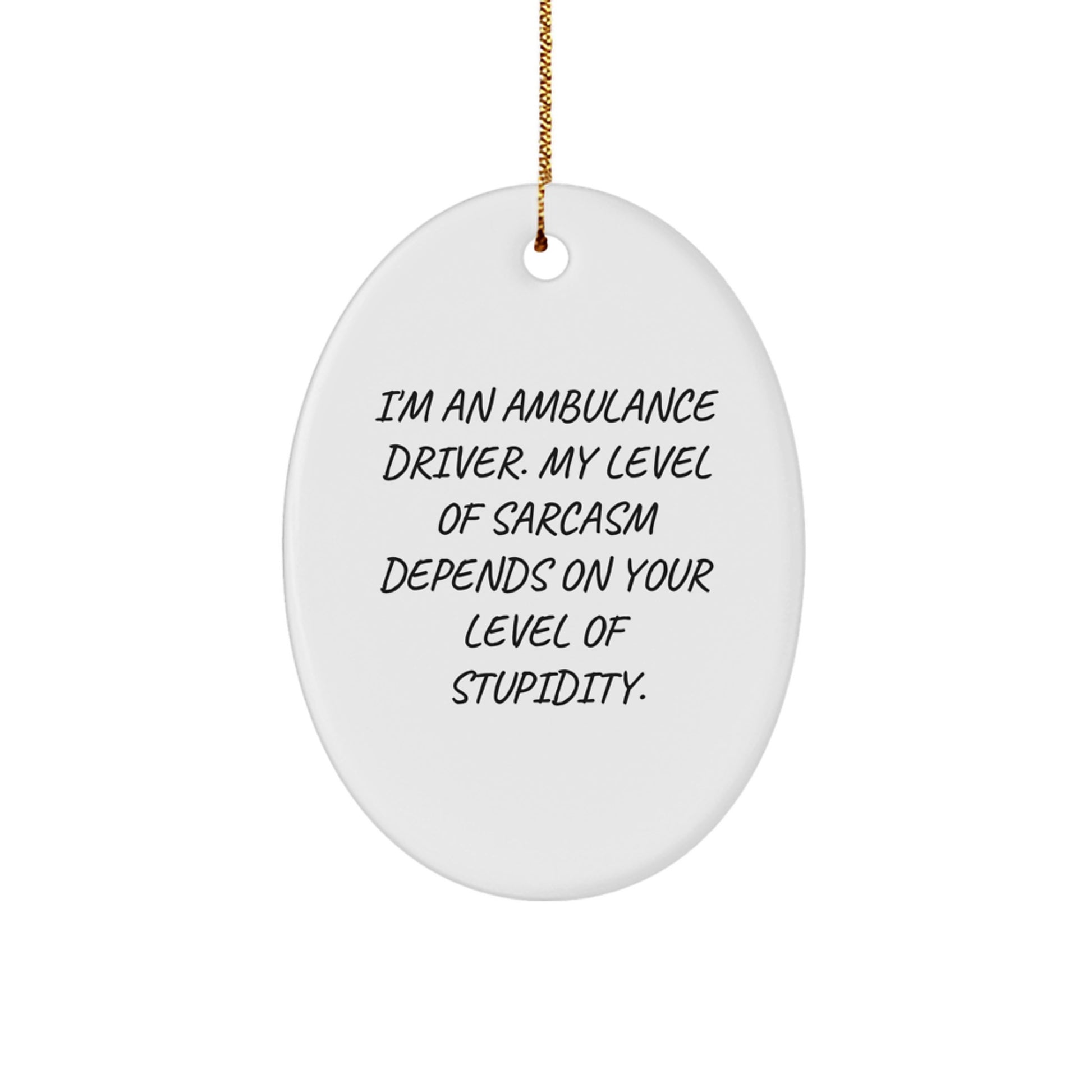 Ambulance Driver Humor - Funny Oval Ornament Gifts from Friends for Ambulance Drivers, Oval Shaped Christmas Unique Decorations - Image 1