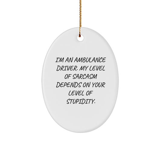 Ambulance Driver Humor - Funny Oval Ornament Gifts from Friends for Ambulance Drivers, Oval Shaped Christmas Unique Decorations - Image 1