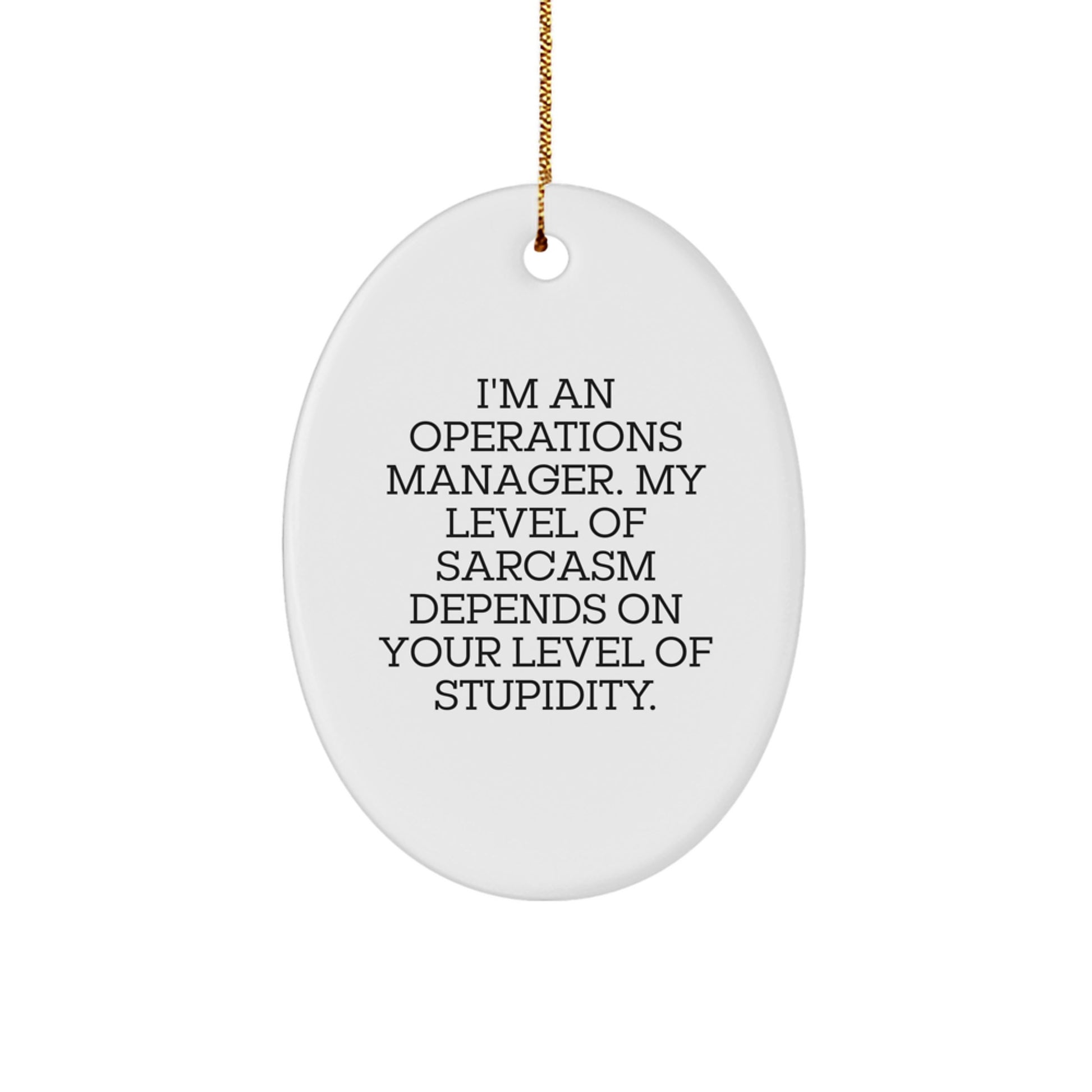 Funny Operations Manager Gifts for Men - Sarcasm Quotes Oval Ornament, Durable MDF Christmas Unique Gifts from Friends - Image 1