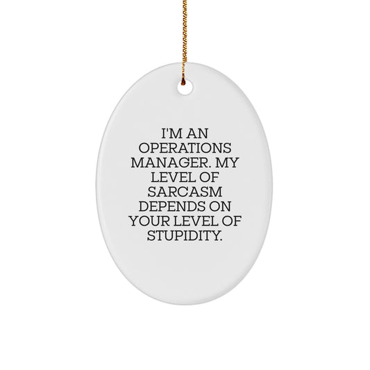 Funny Operations Manager Gifts for Men - Sarcasm Quotes Oval Ornament, Durable MDF Christmas Unique Gifts from Friends - Image 1