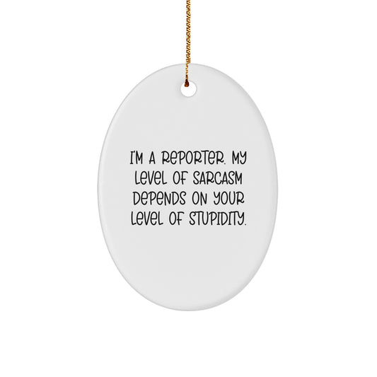 Reporter Oval Ornament Sarcastic Christmas Unique Gift for Friends Novelty - Image 1