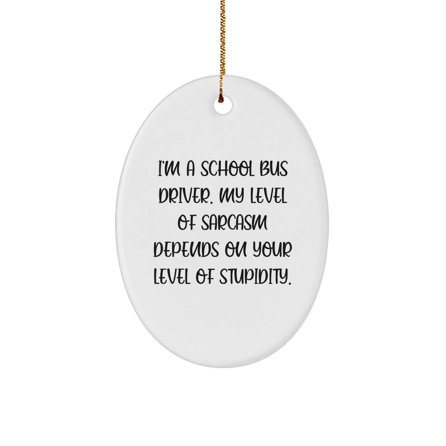 Funny School Bus Driver Oval Ornament Gifts from Men for Friends - I'm A School Bus Driver, My Level Of Sarcasm... - Image 1