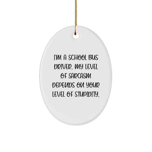 Funny School Bus Driver Oval Ornament Gifts from Men for Friends - I'm A School Bus Driver, My Level Of Sarcasm... - Image 1