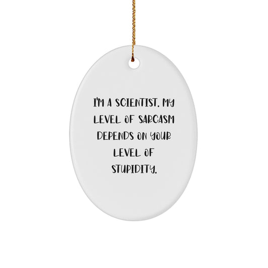 Scientist Oval Ornament Funny Sarcasm Gift from Men to Friends for Christmas - Image 1