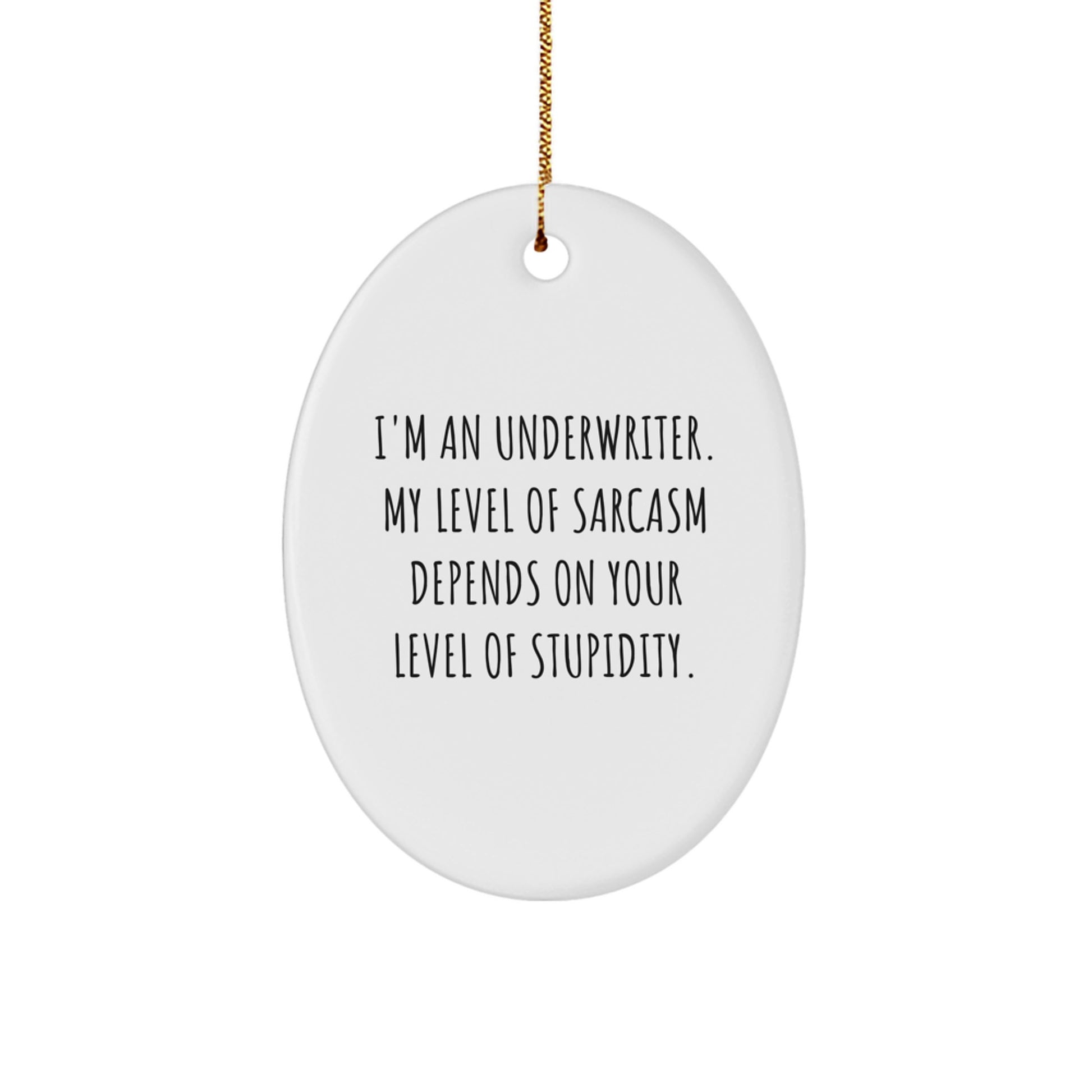 Funny Underwriter Oval Ornament, Gifts from Men to Friends, Christmas Unique Gifts for Underwriter, Oval Shaped MDF Ornament with Sarcasm Quote - Image 1