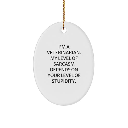 Funny Veterinarian Christmas Unique Gifts for Men, Oval Ornament, I'm a Veterinarian Gifts from Friends, Unique Christmas Decorations - Image 1