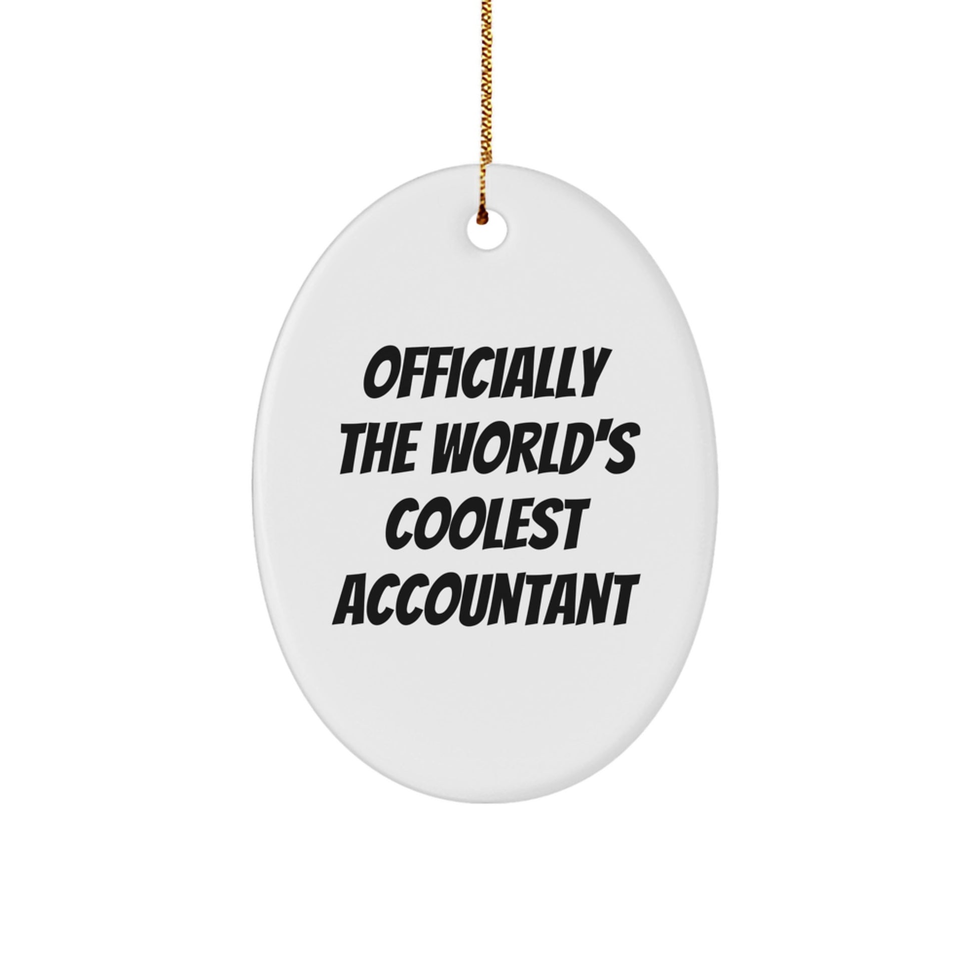 Funny Accountant Gifts from Men to Friends - Officially The World's Coolest Accountant Oval Ornament, Christmas Unique Gifts for Accountant - Image 1