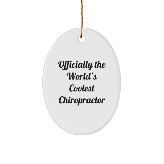 Funny Chiropractor Gifts for Men - Oval Ornament 'Officially The World's Coolest Chiropractor' - Christmas Unique Gifts from Friends - Image 1