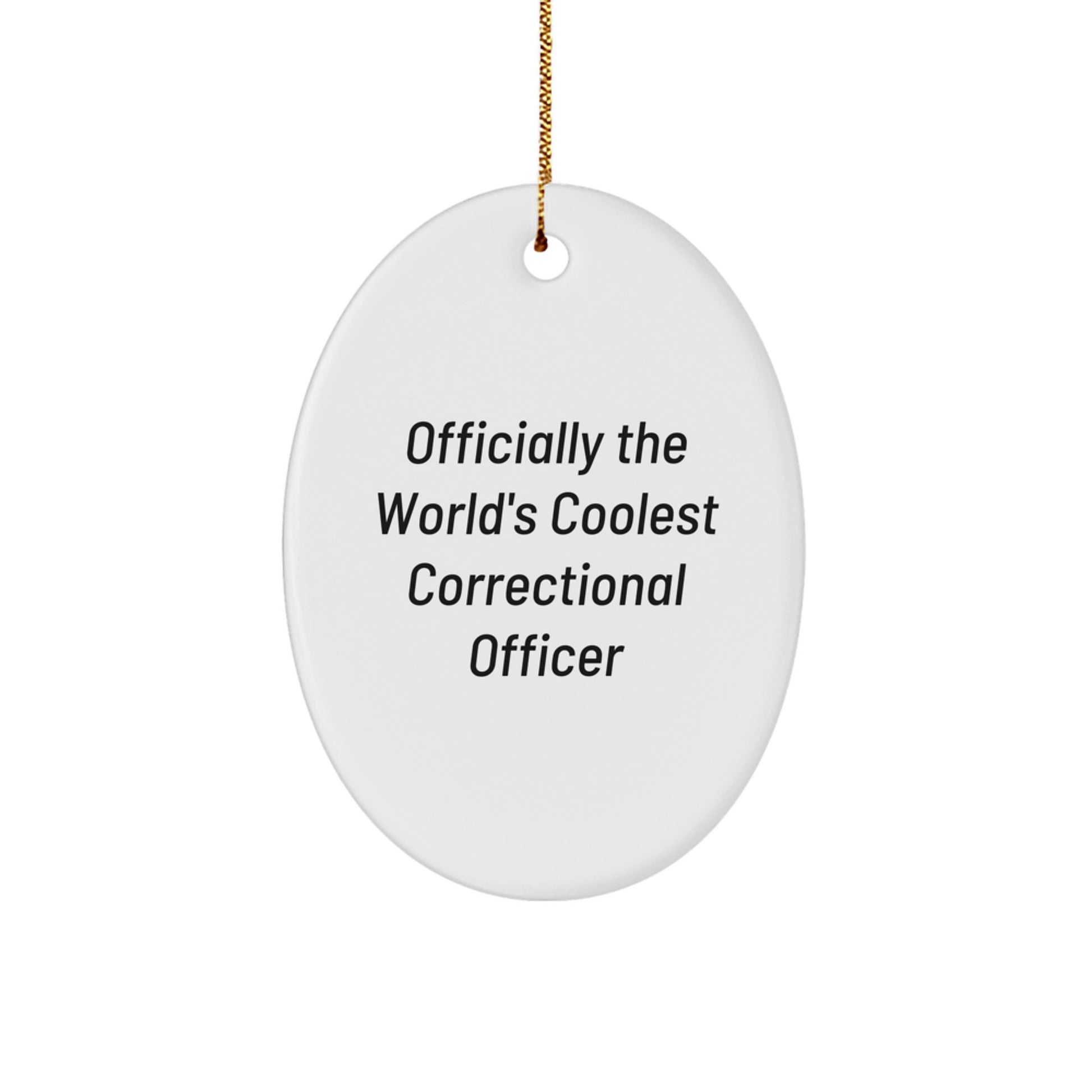 Funny Correctional Officer Gifts for Men, Christmas Unique Oval Ornaments from Friends, Women, Family - 'Officially The World's Coolest Correctional Officer' - Image 1