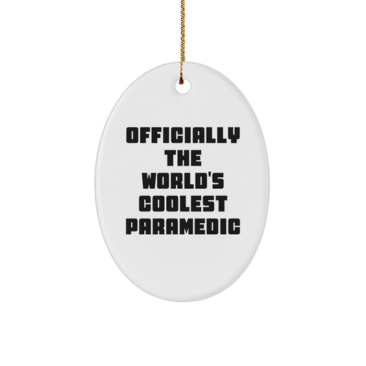 Funny Rescue Worker Gifts for Men, Oval Ornament, Officially The World's Coolest Rescue Worker, Gifts from Friends, Christmas Unique Gifts - Image 1