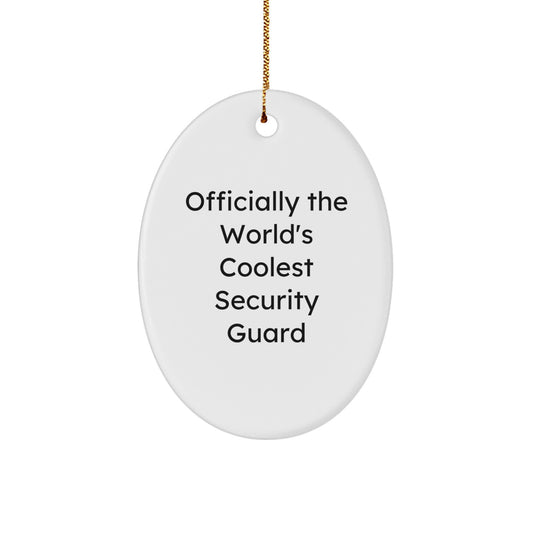 Funny Security Guard Gifts from Family for Christmas Unique Oval Ornament - Image 1
