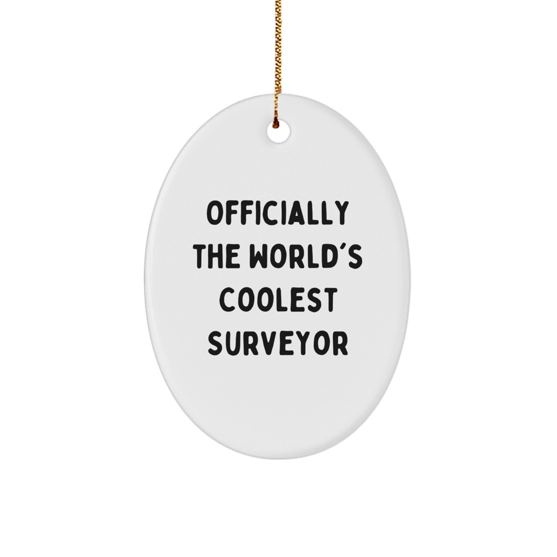 Funny Surveyor Gifts for Men, Oval Ornament, Christmas Unique Gifts from Friends, Officially The World's Coolest Surveyor Quote - Image 1