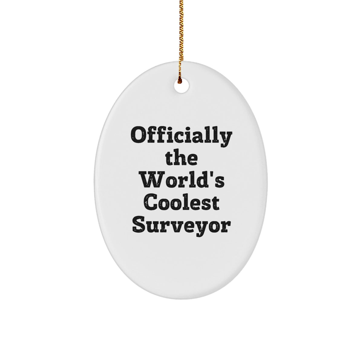 White Oval MDF Ornament Gift for Coworkers World's Coolest Surveyor - Image 1