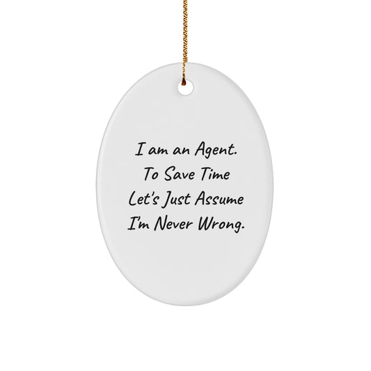 Christmas Unique Gift Agent Christmas Ornament for Her Oval Present - Image 1