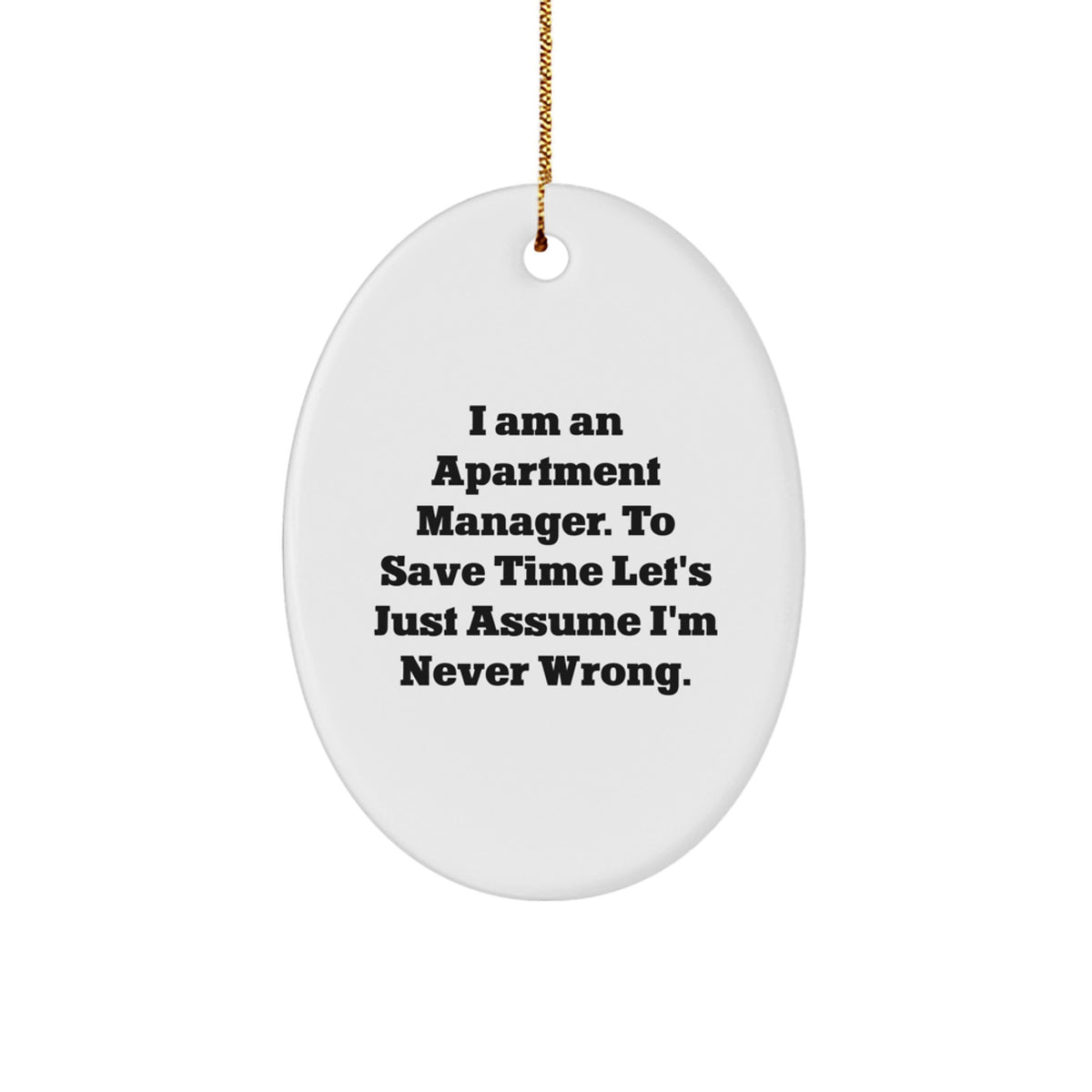Apartment Manager Oval Christmas Ornament for Him Apartment Manager Gift - Image 1