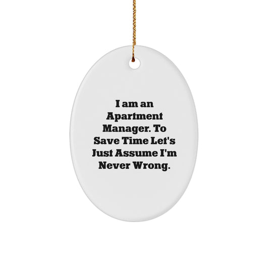 Apartment Manager Oval Christmas Ornament for Him Apartment Manager Gift - Image 1