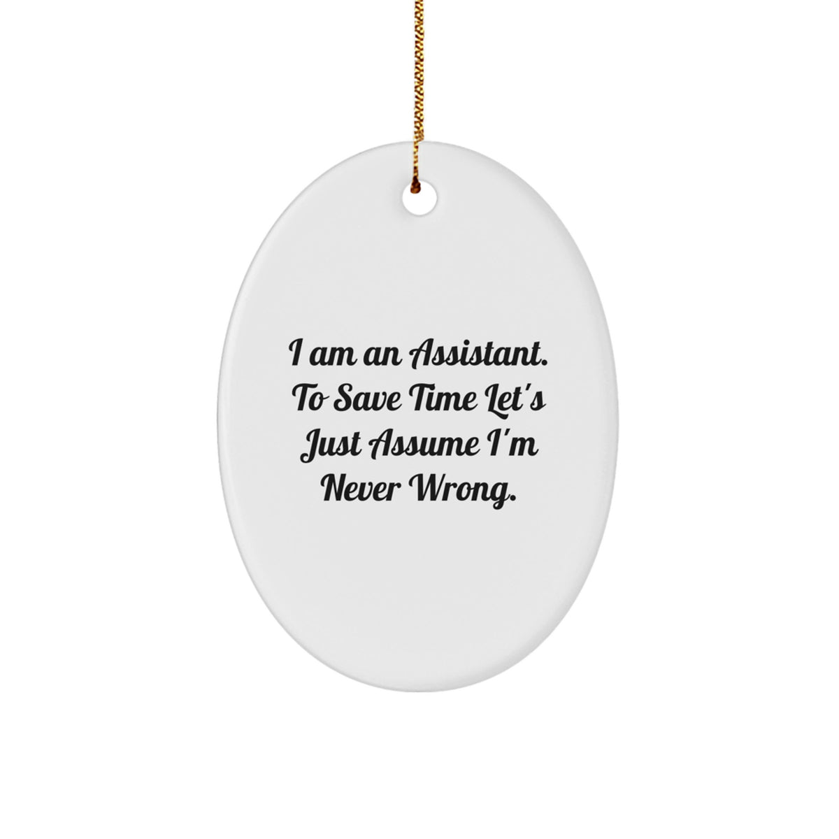 Christmas Unique Gift Assistant Present for Her White Oval Ornament - Image 1