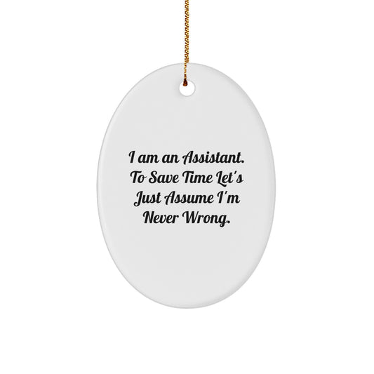 Christmas Unique Gift Assistant Present for Her White Oval Ornament - Image 1