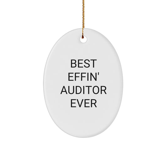 Funny Auditor Gifts from Friends Men for Best 'Effin' Auditor Ever Oval Ornament Unique Christmas Memorable Presents - Image 1