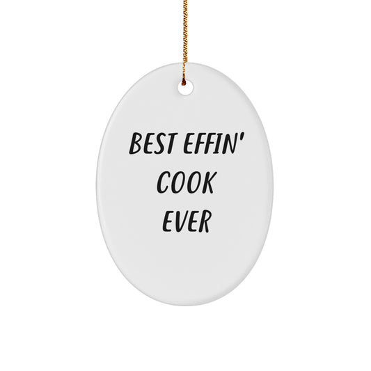 Funny Cook Oval Ornament Gifts from Friends, Christmas Unique Gifts for Men, Oval Shaped Cook Decor - Image 1